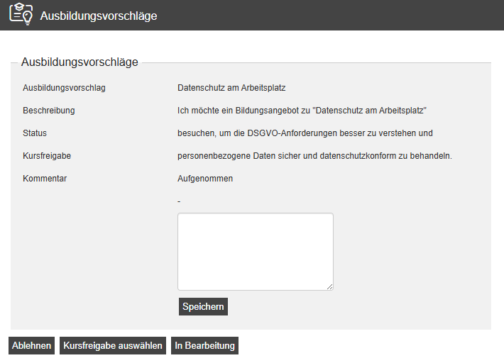 Ausbildungsvorschlag