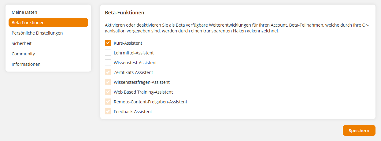 Beta-Funktionen in Avendoo als Autor aktivieren