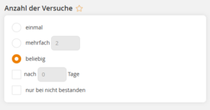 Anzahl der Versuche eines Wissenstests
