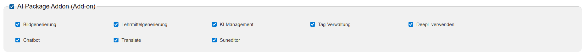 Berechtigungen des AI Packages