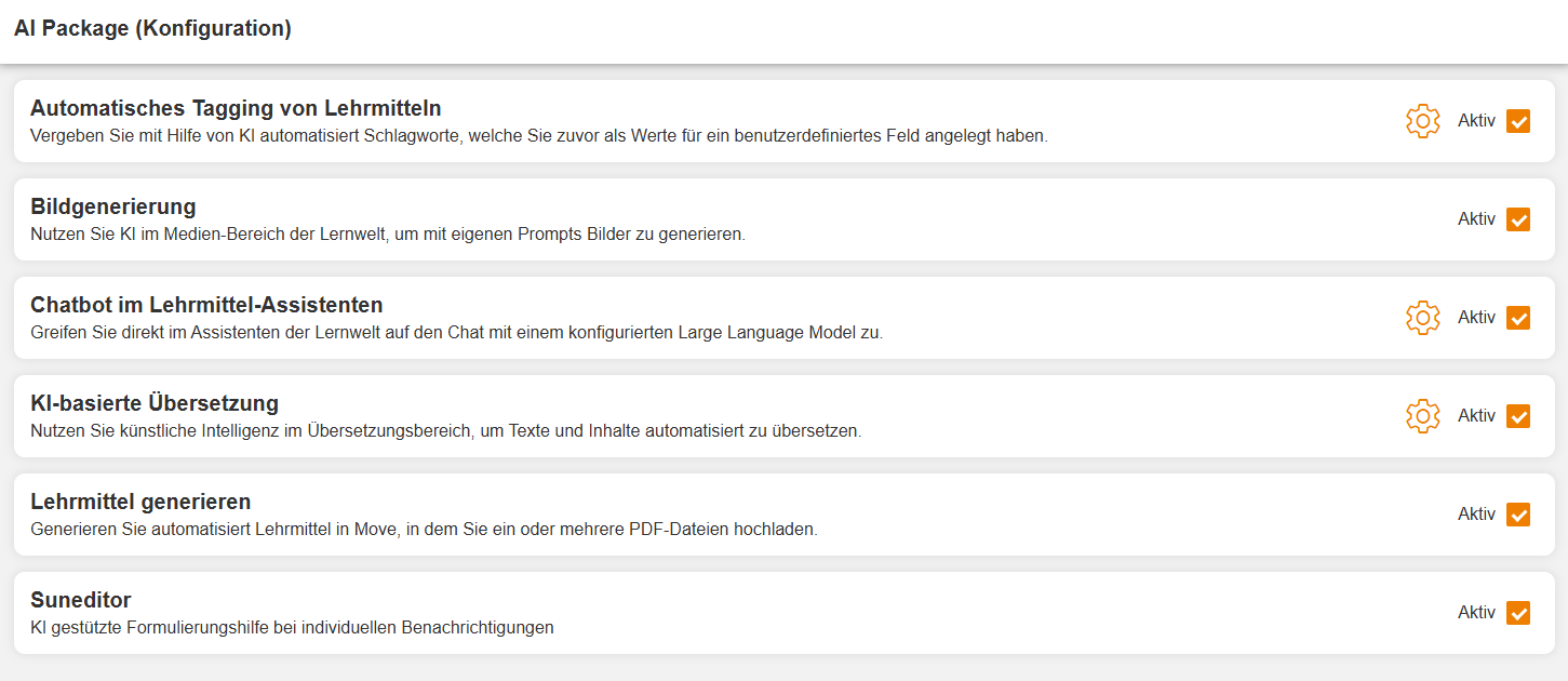 Konfiguration des AI Packages