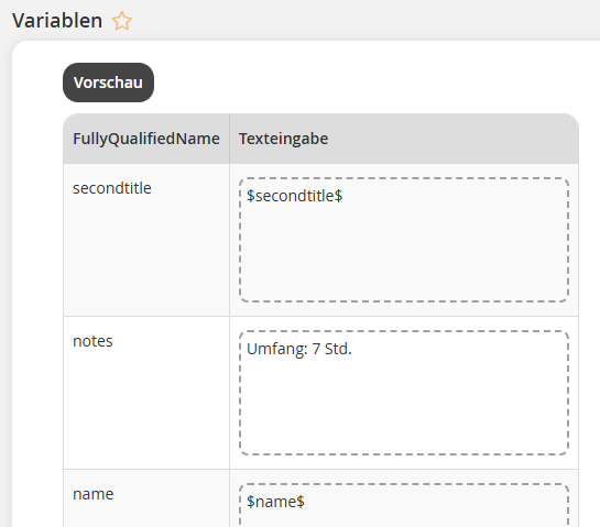 Variablen in ein Zertifikat einfügen