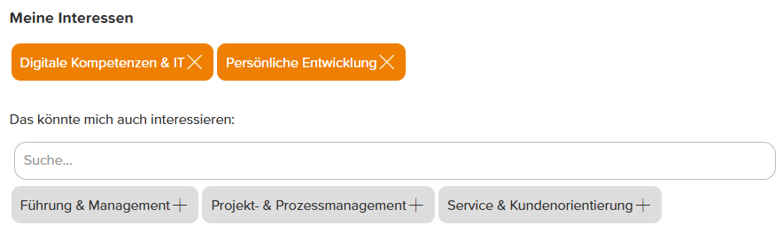 Meine Interessen hinzufügen