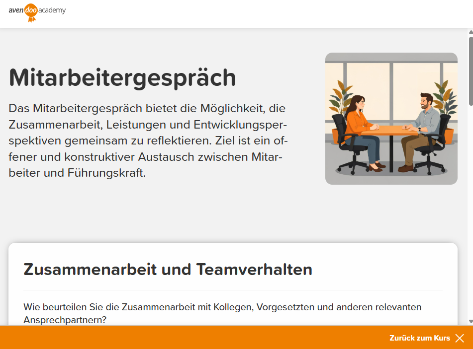 Das neue Feedback in Avendoo kann von Mitarbeitern und Vorgesetzten für ein Mitarbeitergespräch genutzt werden.